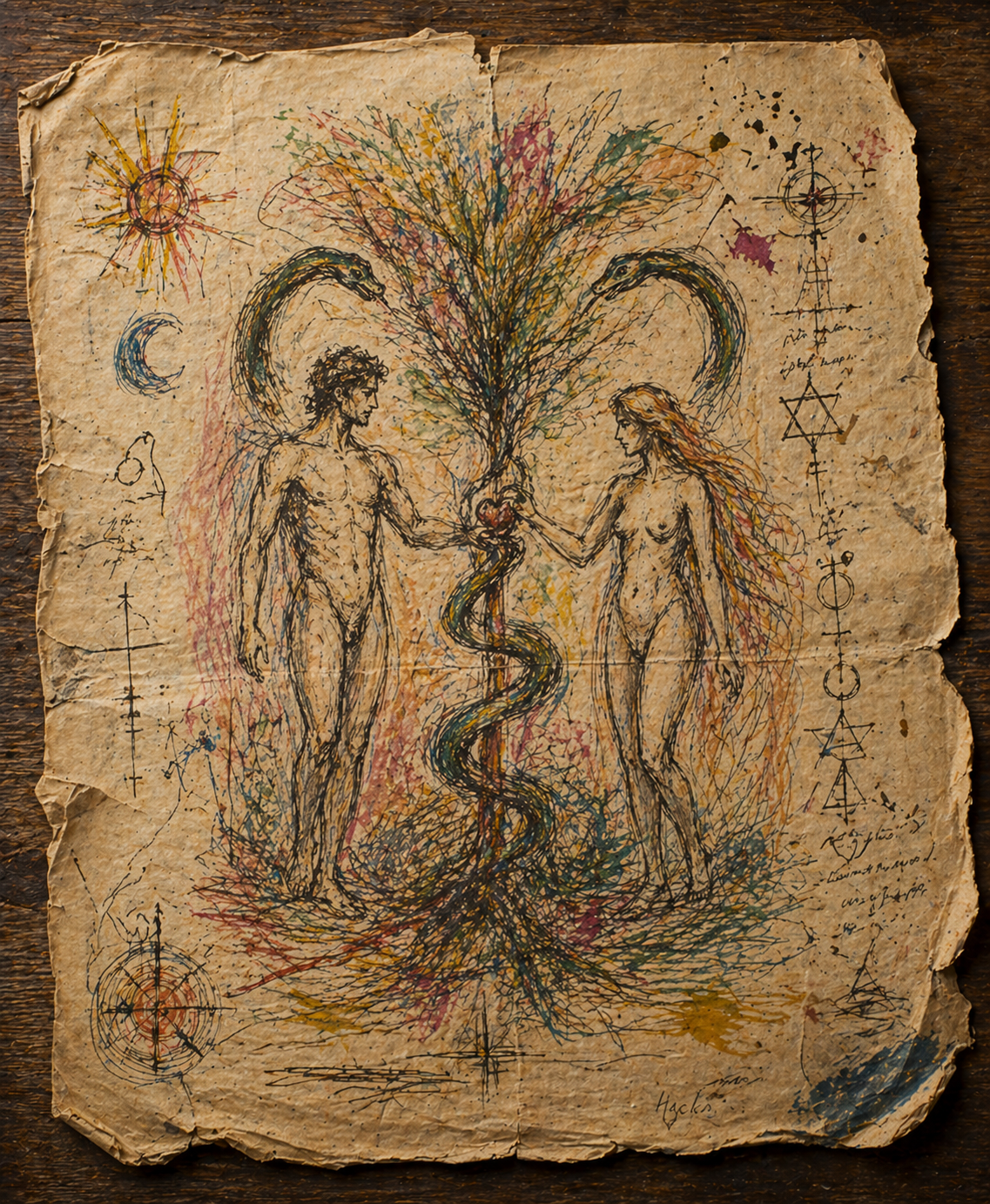 Официальный арт TEACH: Адам, Ева, дерево и змей